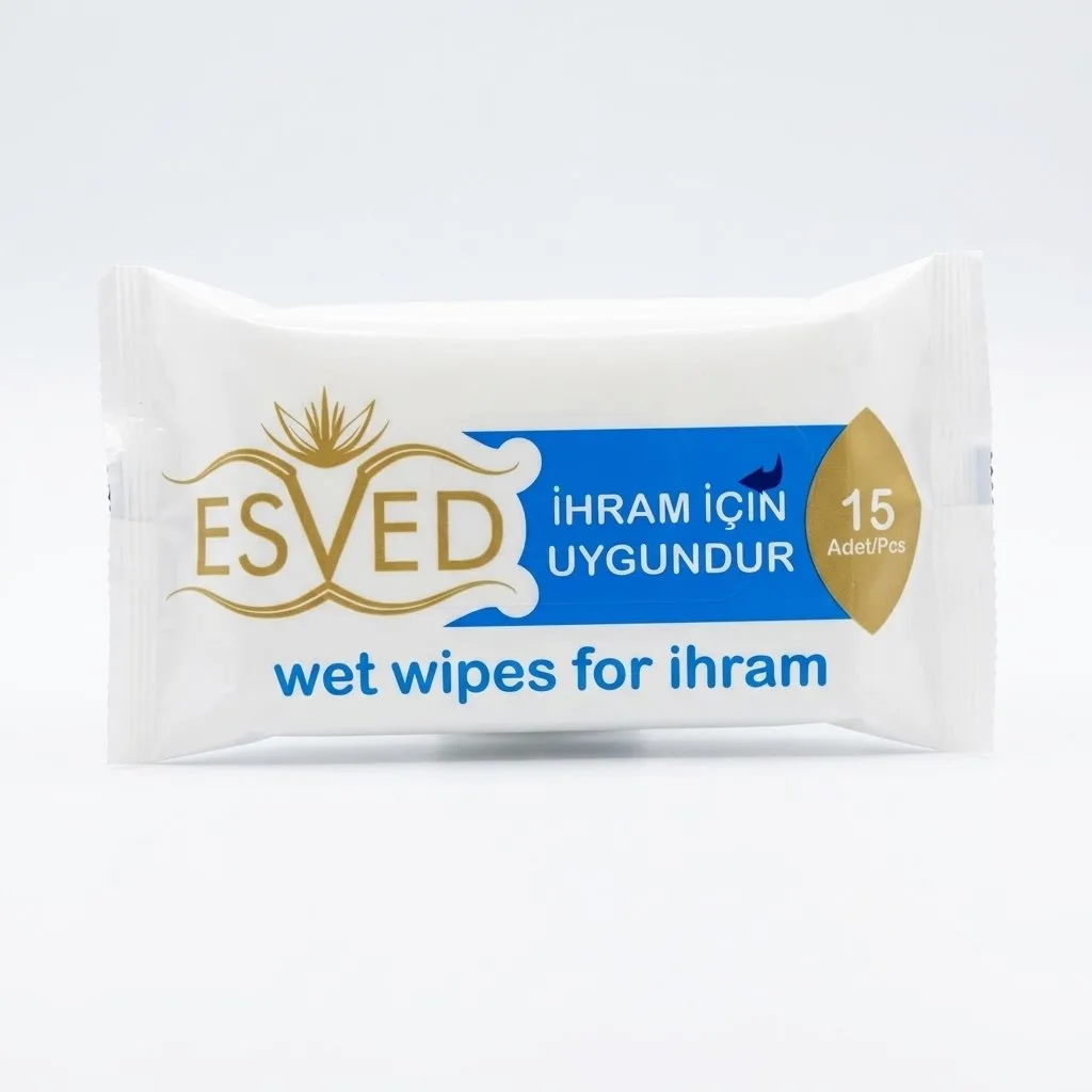 Esved İhram İçin Kokusuz Islak Mendil 15'li - Cep Boy Hac ve Umre Mendili