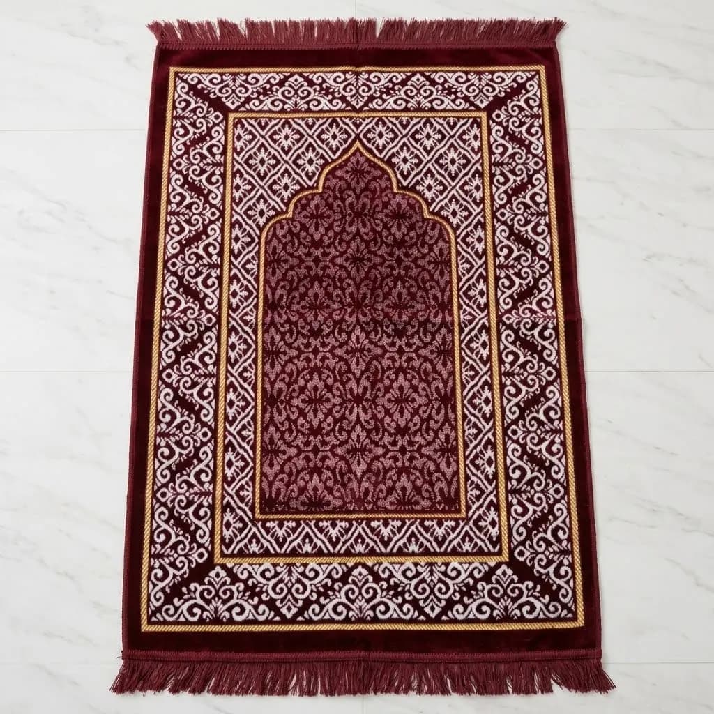 Lüks Kadife Desenli Seccade – Kahve / Kırmızı (500 gr)