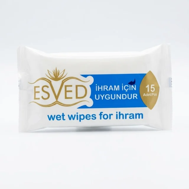 Esved İhram İçin Kokusuz Islak Mendil 15'li - Cep Boy Hac ve Umre Mendili